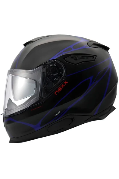 Nexx Y.100 B-side Kapalı Motosiklet Kask Mat Siyah Mavi