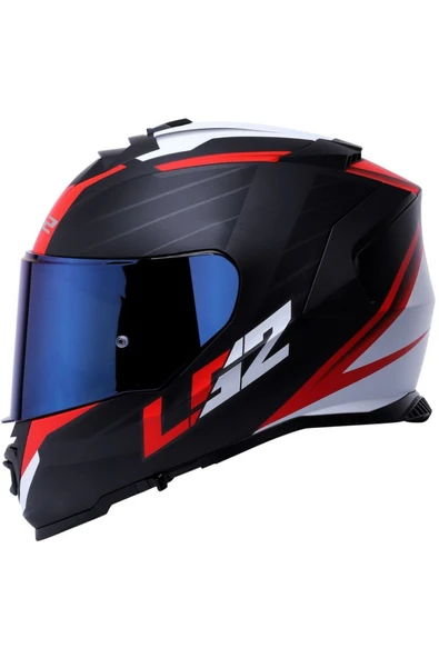 LS2 Storm 2 Nerve Kırmızı  Full Face  Motosiklet Kaskı Mavi Camlı - 3