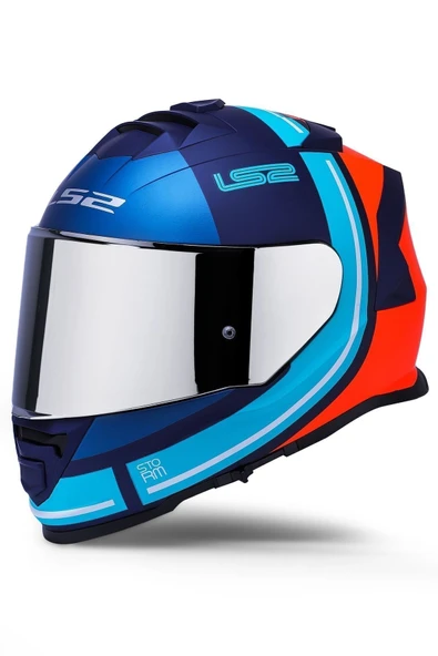 LS2 Storm 2 Slant Mat Mavi Turuncu Kask - 2