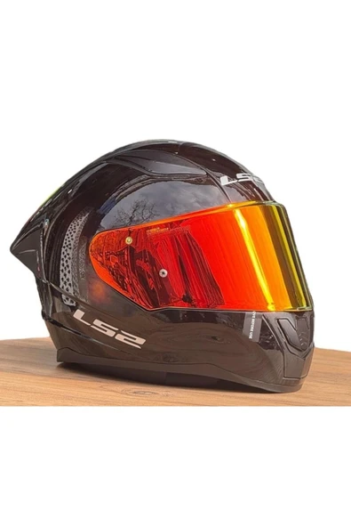 LS2 Rapıd 2 Race Parlak Siyah Kapalı Motosiklet Kaskı Kırmızı Camlı - 2