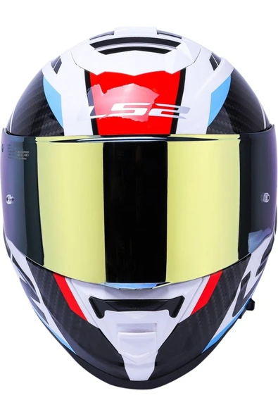 LS2 Storm 2 Racer Beyaz Kapalı Motosiklet Kaskı Gold Camlı - 4