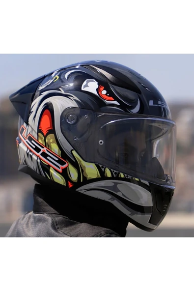 LS2 RAPID 2 RACE SPOX GRİ-KIRMIZI KAPALI MOTOSİKLET KASKI - 3