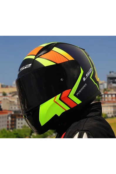 LS2 RAPID 2 EXTRA MAT NEON SARI FULLFACE MOTOSİKLET KASKI SİYAH CAMLI - 2