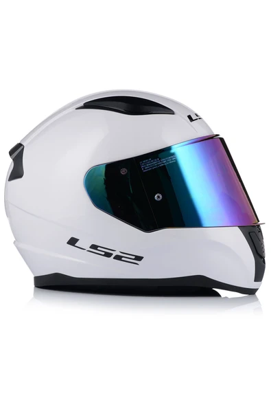 LS2 Rapıd 2 Beyaz Fullface Motosiklet Kaskı Gökkuşağı Camlı - 4