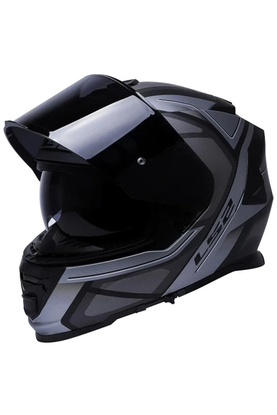 LS2 Storm 2 Faster Mat Tıtanıum Kapalı Motosiklet Kaskı Siyah Camlı - 2