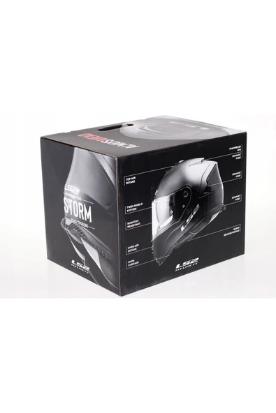 LS2 Storm Mat Siyah Kapalı Motosiklet Kaskı Gökkuşağı Camlı - Resim 3