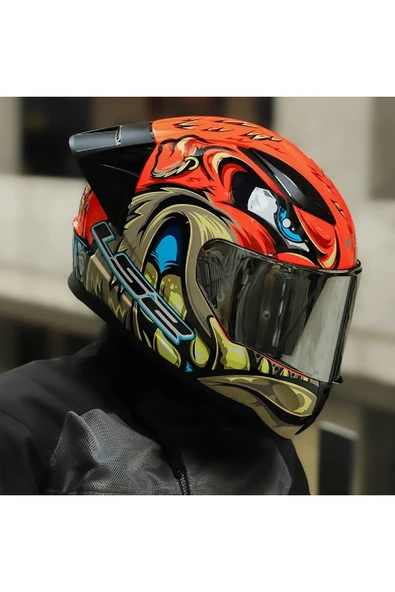 LS2 RAPID 2 RACE SPOX KIRMIZI-GRİ KAPALI MOTOSİKLET KASKI GRİ CAMLI - 3