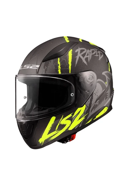 LS2 Rapıd 2 Raven Mat Siyah-gri-neon Sarı Kask