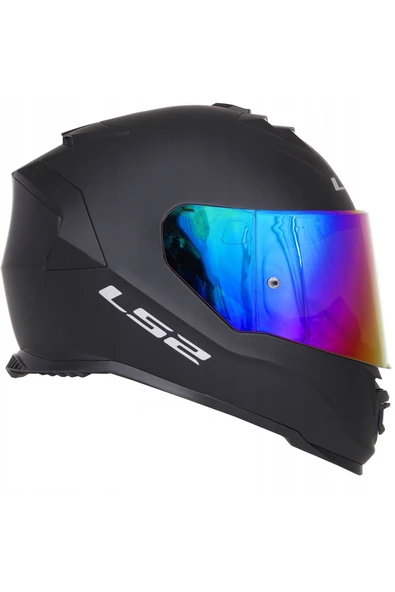 LS2 Storm Mat Siyah Kapalı Motosiklet Kaskı Gökkuşağı Camlı