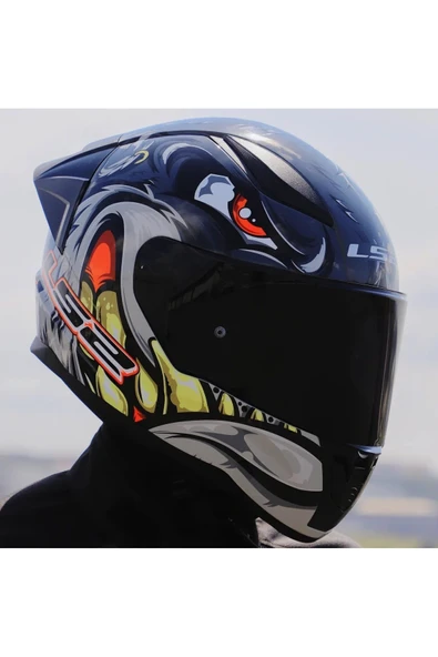 LS2 RAPID 2 RACE SPOX GRİ-KIRMIZI KAPALI MOTOSİKLET KASKI SİYAH CAMLI - 4