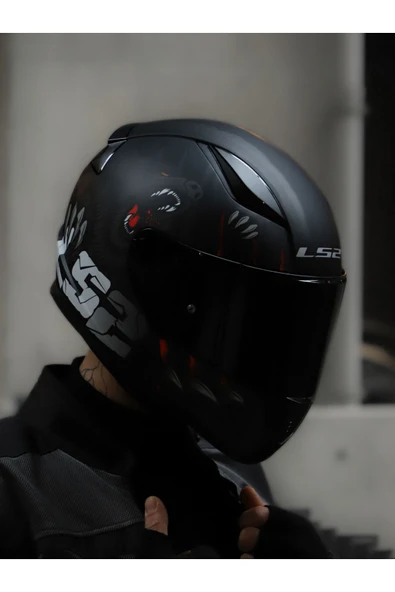 LS2 Rapid 2 Clawn Mat Siyah-gri-kırmızı Kask - 4