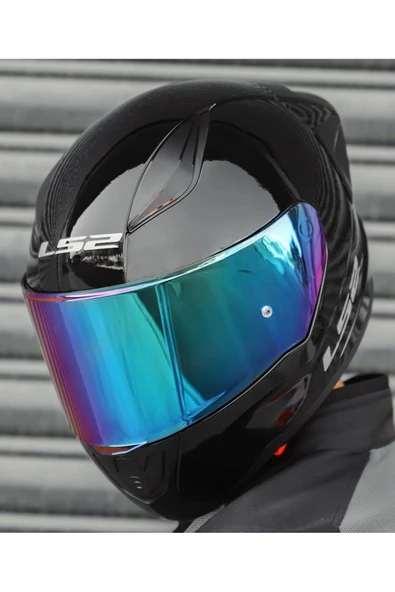 LS2 Rapıd 2 Race Parlak Siyah Full Face Motosiklet Kaskı Gökkuşağı Camlı - 2
