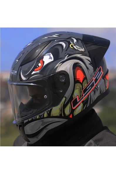 LS2 RAPID 2 RACE SPOX GRİ-KIRMIZI KAPALI MOTOSİKLET KASKI