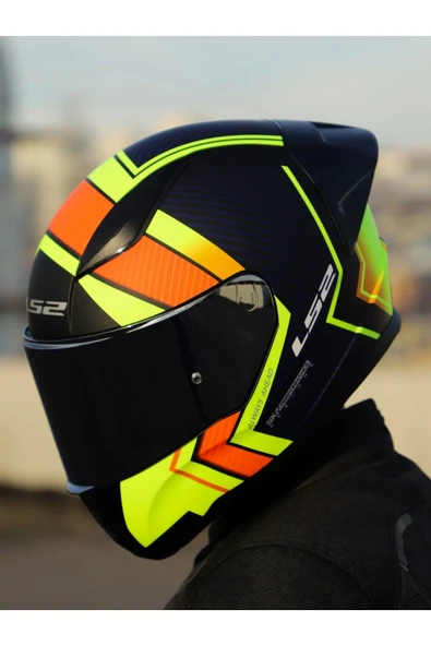 LS2 RAPID 2 RACE EXTRA MAT NEON SARI FULLFACE MOTOSİKLET KASKI GRİ CAMLI - 3
