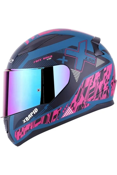 LS2 RAPID 2  XTREET MAT MAVİ-MOR  FULLFACE MOTOSİKLET KASKI GÖKUŞAĞI CAMLI