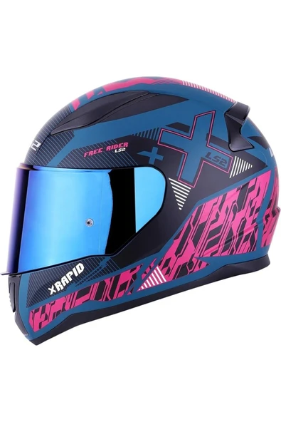 LS2 RAPID 2  XTREET MAT MAVİ-MOR  FULLFACE MOTOSİKLET KASKI MAVİ CAMLI