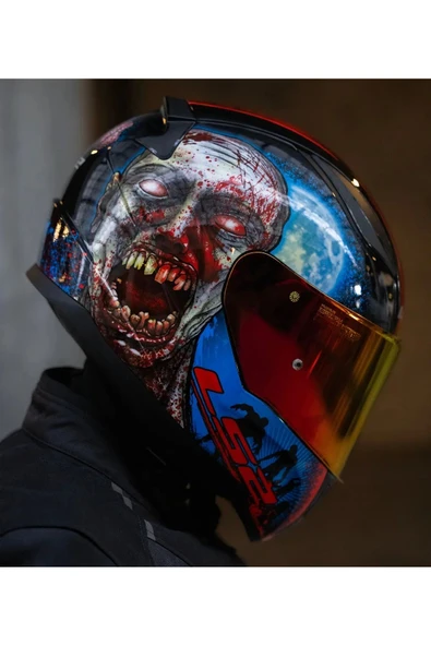 LS2 Rapıd 2 Zombıe Fullface Motosiklet Kaskı Kırmızı Camlı - 5