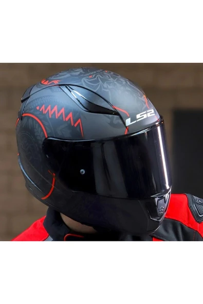 LS2 Rapıd 2 Takaroa Mat Siyah-Kırmızı Fullface Motosiklet Kaskı Siyah Camlı - 3