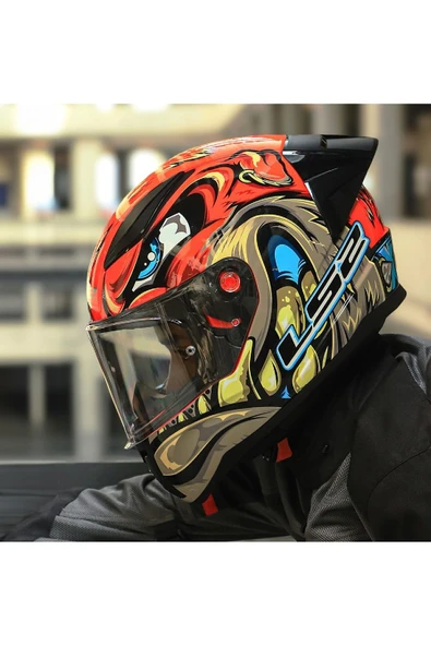 LS2 RAPID 2 RACE SPOX KIRMIZI-GRİ KAPALI MOTOSİKLET KASKI - 3