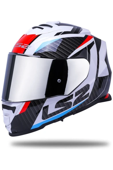 LS2 Storm 2 Racer Beyaz Kapalı Motosiklet Kaskı Gri Camlı
