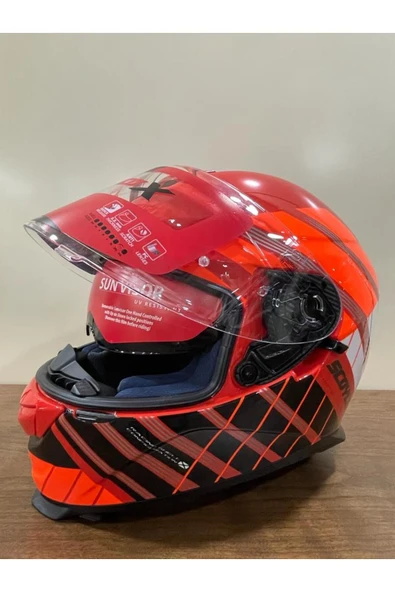 Scoyco X507 GÜNEŞ VİZÖRLÜ KAPALI MOTOSİKLET KASKI TURUNCU - 4