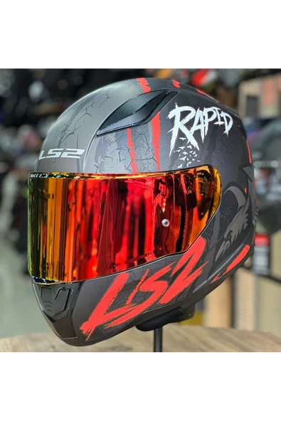 LS2 RAPID 2 RAVEN KIRMIZI FULLFACE MOTOSİKLET KASKI KIRMIZI CAMLI