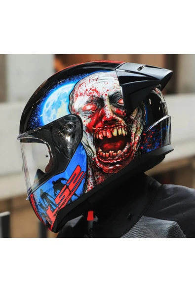 LS2 Rapıd 2 Race Zombıe Fullface Motosiklet Kaskı Şeffaf Camlı - 2