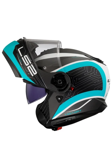 LS2 Strobe 2 Vıctory Mat Tıtanıum-beyaz-metal Mavi Kask - 6