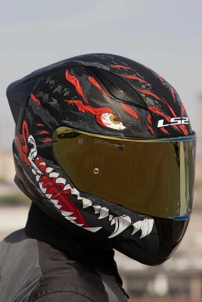 LS2 RAPID 2 RACE KAIJU MAT SİYAH-KIRMIZI-BEYAZ KASK - 4