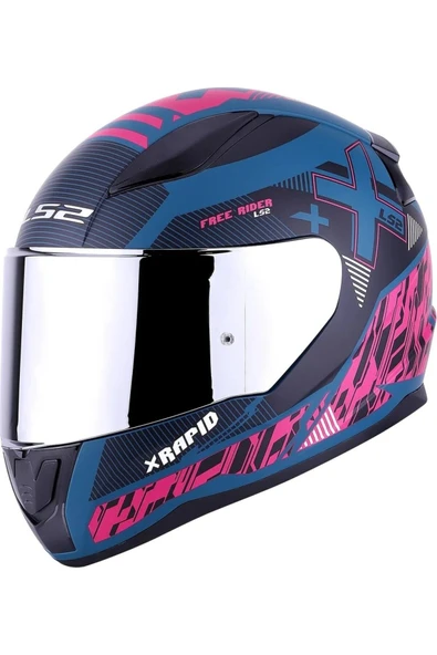 LS2 RAPID 2  XTREET MAT MAVİ-MOR  FULLFACE MOTOSİKLET KASKI GRİ CAMLI - 2