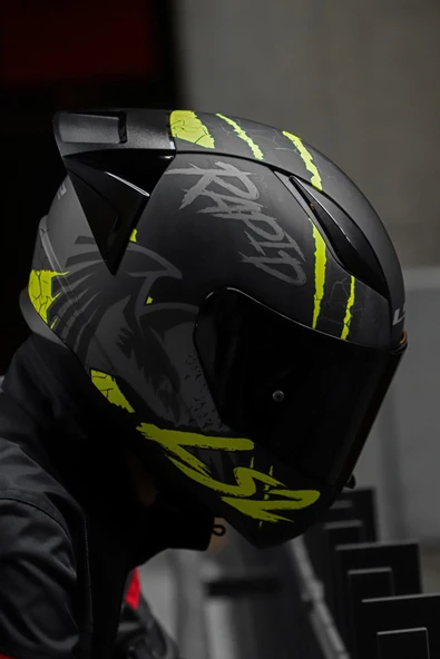 LS2 Rapıd 2 Race Raven Mat Siyah-gri-neon Sarı Kask - 2