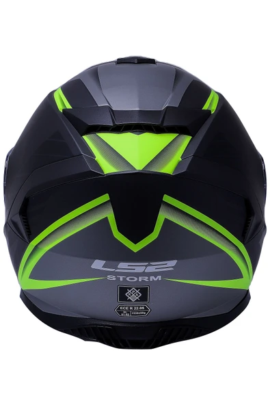 LS2 Storm Nerve Mat Siyah Neon Sarı Kask Siyah Camlı - Resim 5