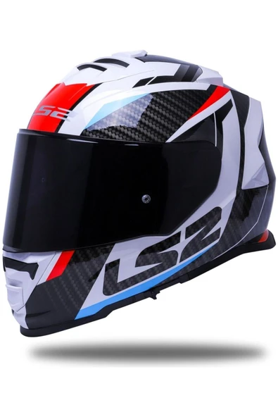 LS2 Storm 2 Racer Beyaz Kapalı Motosiklet Kaskı Siyah Camlı