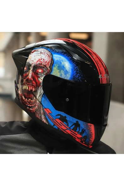 LS2 Rapıd 2 Race Zombıe Fullface Motosiklet Kaskı Siyah Camlı - 2