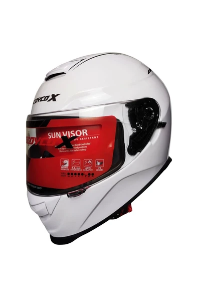Scoyco X507 Güneş Vizörlü Kapalı Kask Beyaz - 2