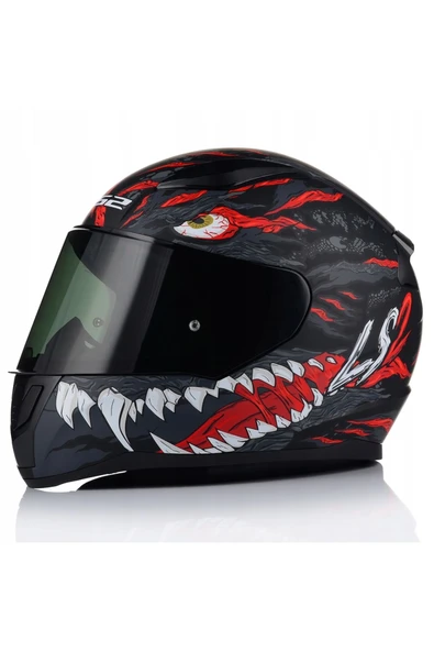 LS2 Rapıd 2 Kaıju Mat Siyah-Kırmızı Fullface Motosiklet Kaskı Siyah Camlı
