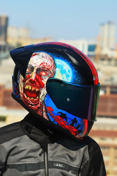 LS2 RAPID 2 RACE ZOMBIE SİYAH-KIRMIZI KASK - 2