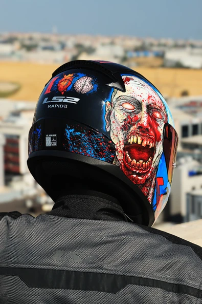 LS2 RAPID 2 ZOMBIE SİYAH-KIRMIZI KASK - 6