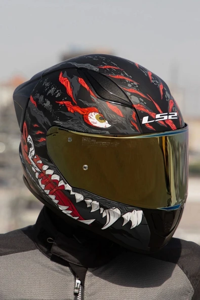 LS2 RAPID 2 RACE KAIJU MAT SİYAH-KIRMIZI-BEYAZ KASK - 7