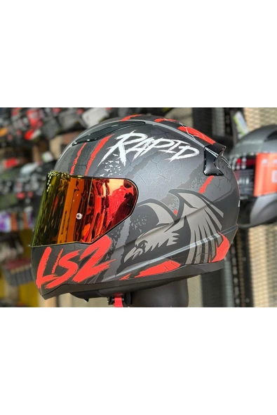 LS2 RAPID 2 RAVEN KIRMIZI FULLFACE MOTOSİKLET KASKI KIRMIZI CAMLI - 3