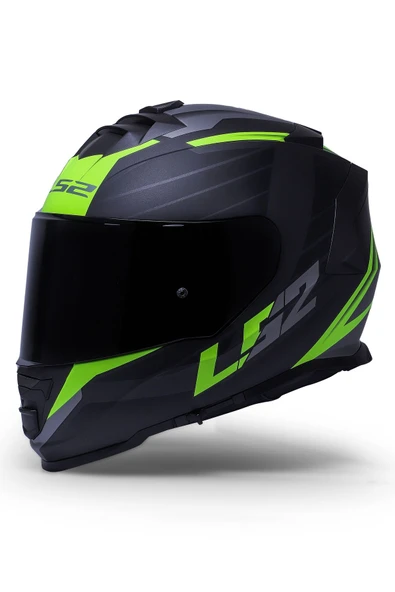LS2 Storm Nerve Mat Siyah Neon Sarı Kask Siyah Camlı - Resim 2