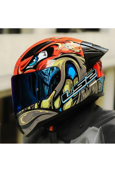 LS2 RAPID 2 RACE SPOX KIRMIZI-GRİ KAPALI MOTOSİKLET KASKI GÖKKUŞAĞI CAMLI - 2
