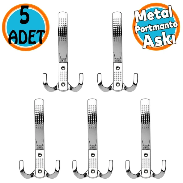 (5 ADET) Metal Krom Portmanto Mobilya Vestiyer Duvar Dolap Elbise Kıyafet Askısı Askılığı Askılık