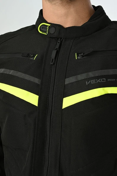 Vexo Calıfornıa 4 Mevsim Motosiklet Montu Siyah-Neon Sarı - Resim 5