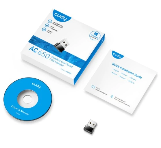 Cudy WU650 AC650 2.4GHz/5GHz 650Mbps 2dBi Dahili Anten MU-MIMO Kablosuz USB Wi-Fi Adaptör - 2