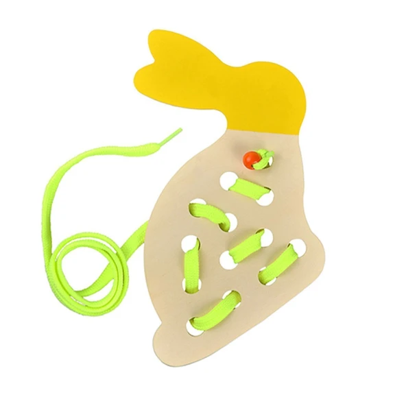 Montessori Eğitici Oyuncak İp Geçirme Tavşan - 2