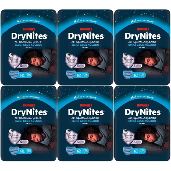 Drynites Emici Gece Külodu/Külot Bez Erkek 13+ Yaş (48-60KG) X Large 120 Adet Mega Pk (6PK*20)