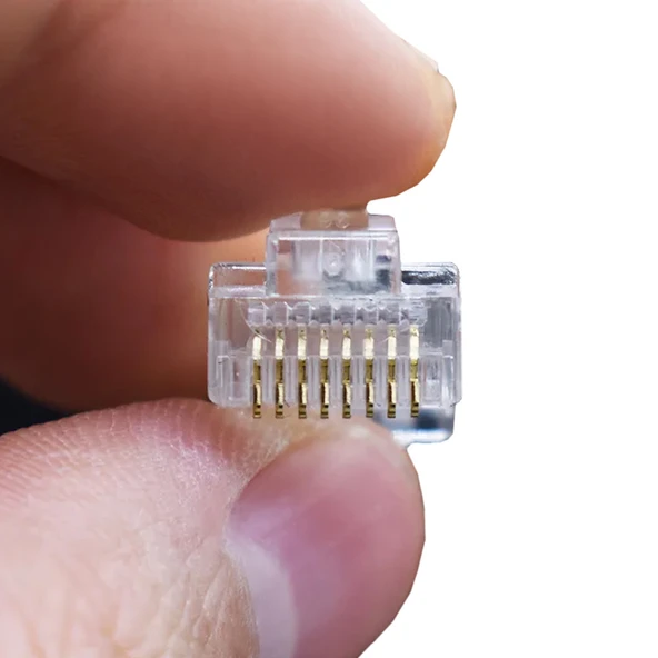 10 Adet 8P8C Plastik RJ45 Soket  Ethernet Bağlantı Kablo Konnektörü Açık Uçlu 8 Pin Şeffaf Cat5 Cat6 Network Ağ Modem Hub Ruuter Bilgsayar PC Switch - Resim 2