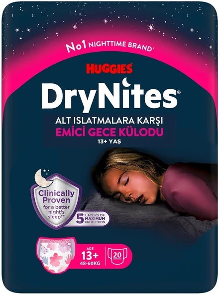Drynites Emici Gece Külodu/Külot Bez Kız 13+ Yaş (48-60KG) X Large 120 Adet Mega Pk (6PK*20) - 2