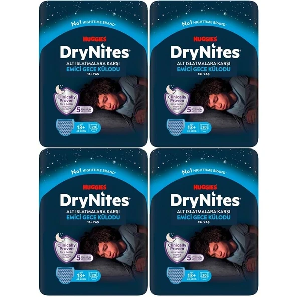 Drynites Emici Gece Külodu/Külot Bez Erkek 13+ Yaş (48-60KG) X Large 80 Adet Mega Pk (4PK*20) ürün görseli